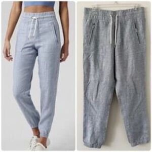 Athleta Casual Blue Denim Linen Jogger Pants size 6